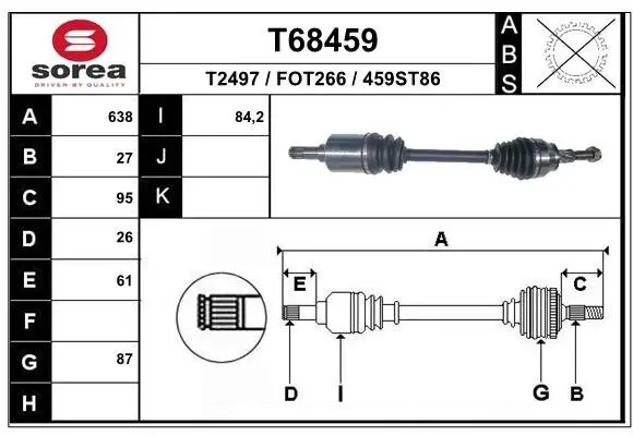 Antriebswelle Vorderachse links EAI T68459