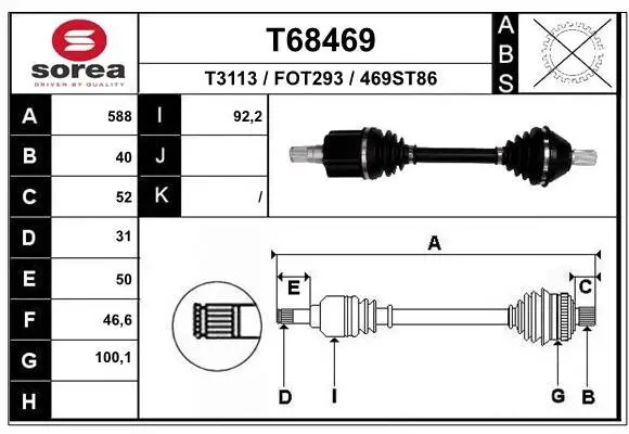Antriebswelle Vorderachse links EAI T68469