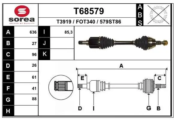 Antriebswelle Vorderachse links EAI T68579