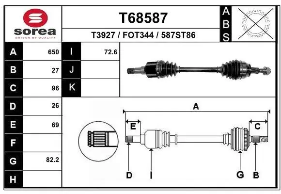 Antriebswelle Vorderachse links EAI T68587