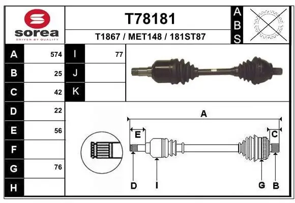 Antriebswelle Vorderachse links EAI T78181