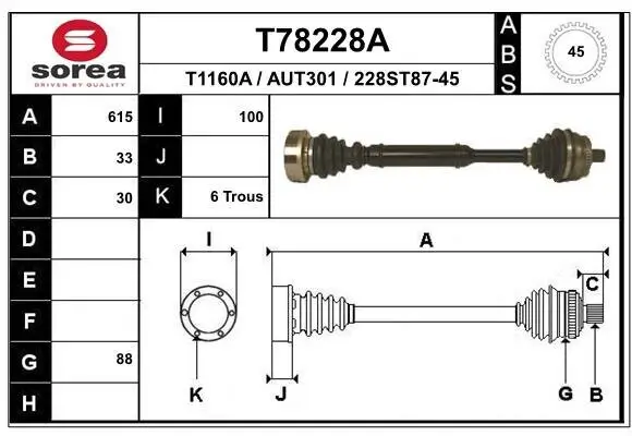 Antriebswelle Vorderachse links EAI T78228A