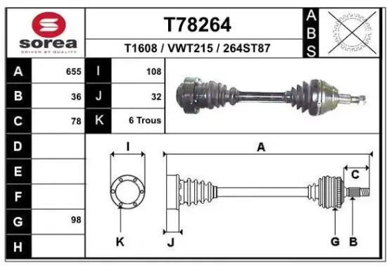 Antriebswelle EAI T78264 Bild Antriebswelle EAI T78264