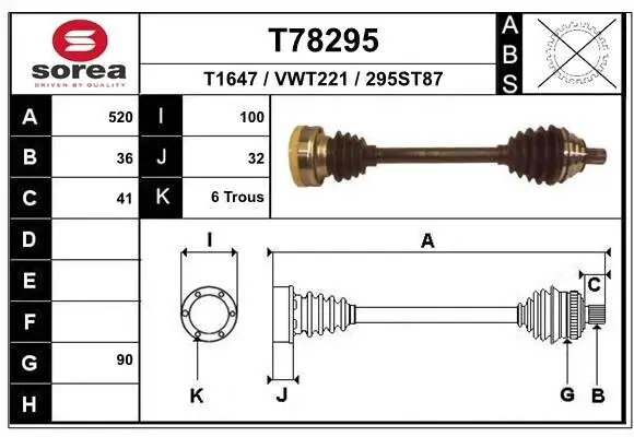 Antriebswelle Vorderachse links EAI T78295