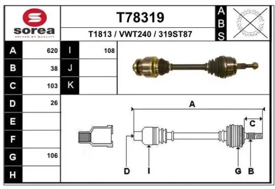 Antriebswelle Vorderachse links EAI T78319 Bild Antriebswelle Vorderachse links EAI T78319