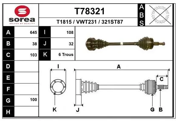 Antriebswelle EAI T78321