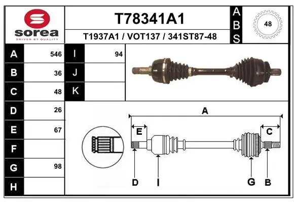 Antriebswelle Vorderachse links EAI T78341A1