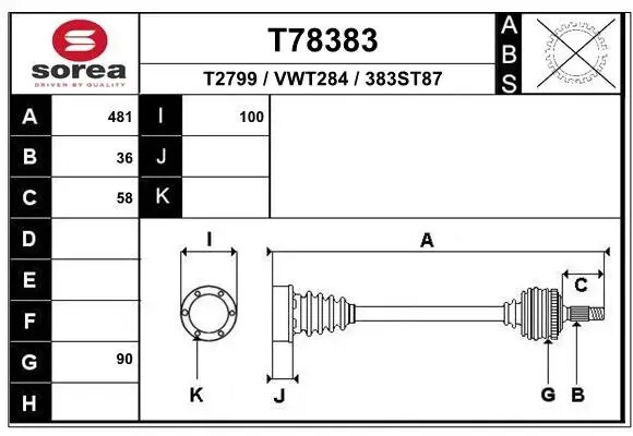 Antriebswelle Vorderachse links EAI T78383