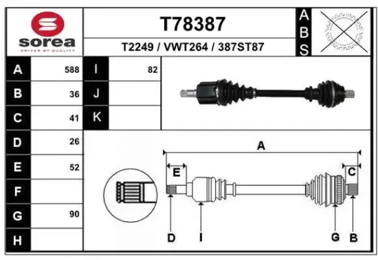 Antriebswelle Vorderachse links EAI T78387 Bild Antriebswelle Vorderachse links EAI T78387
