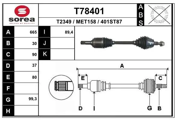 Antriebswelle EAI T78401 Bild Antriebswelle EAI T78401