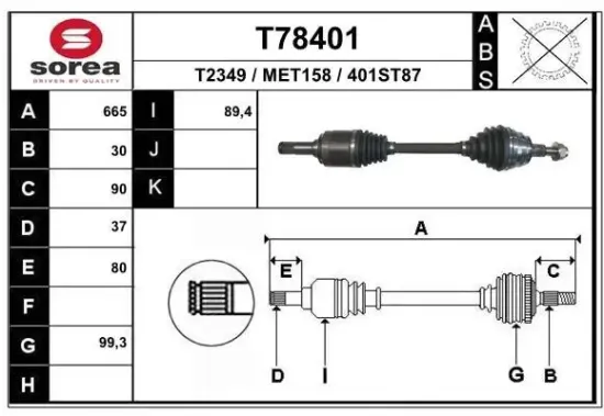 Antriebswelle Vorderachse links EAI T78401 Bild Antriebswelle Vorderachse links EAI T78401