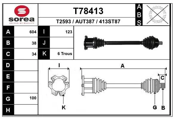 Antriebswelle Vorderachse links EAI T78413