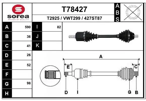 Antriebswelle Vorderachse links EAI T78427