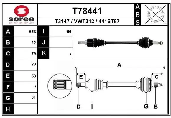 Antriebswelle Vorderachse links EAI T78441