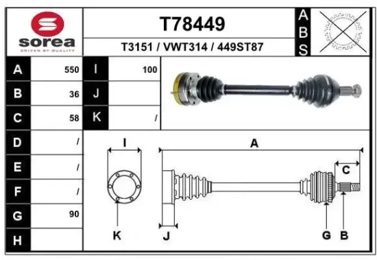 Antriebswelle EAI T78449 Bild Antriebswelle EAI T78449