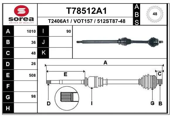 Antriebswelle Vorderachse rechts EAI T78512A1
