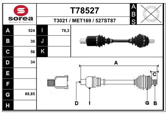 Antriebswelle EAI T78527 Bild Antriebswelle EAI T78527