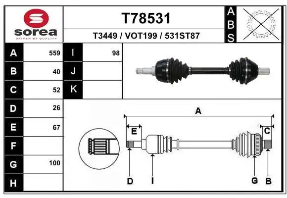 Antriebswelle Vorderachse links EAI T78531