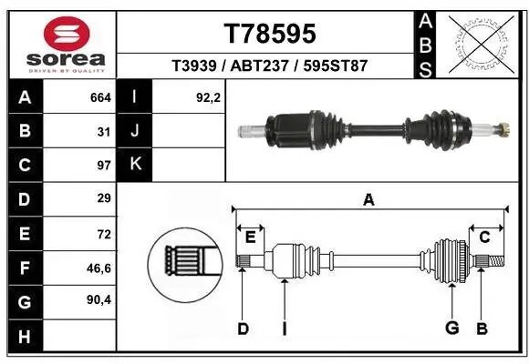 Antriebswelle Vorderachse links EAI T78595