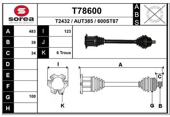 Antriebswelle Vorderachse rechts EAI T78600
