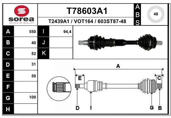 Antriebswelle Vorderachse links EAI T78603A1