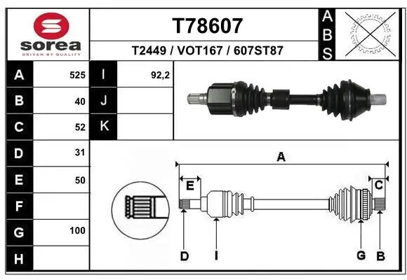 Antriebswelle Vorderachse links EAI T78607