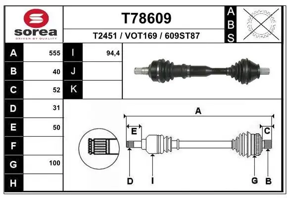 Antriebswelle Vorderachse links EAI T78609