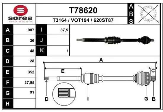 Antriebswelle EAI T78620 Bild Antriebswelle EAI T78620