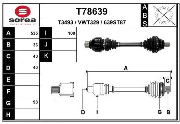 Antriebswelle Vorderachse links EAI T78639