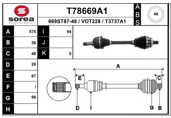 Antriebswelle Vorderachse links EAI T78669A1