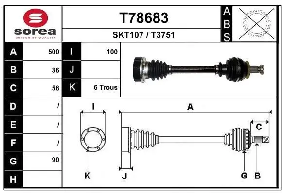 Antriebswelle Vorderachse links EAI T78683