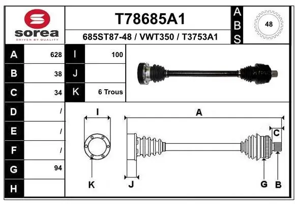 Antriebswelle Hinterachse links EAI T78685A1