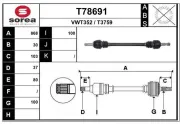 Antriebswelle Hinterachse links Hinterachse rechts EAI T78691