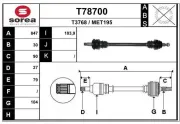 Antriebswelle Hinterachse links Hinterachse rechts EAI T78700