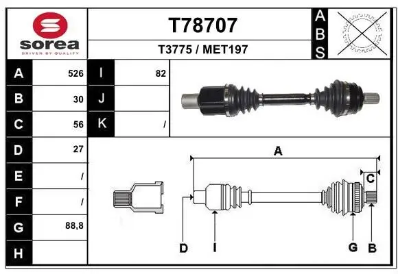 Antriebswelle Vorderachse links EAI T78707