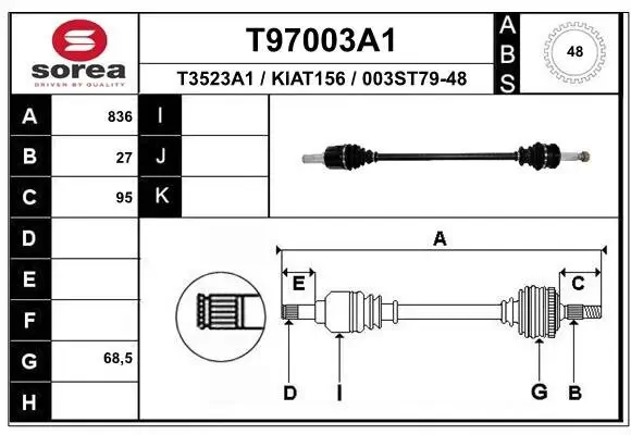 Antriebswelle Hinterachse links EAI T97003A1
