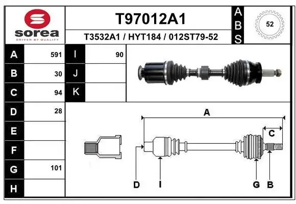 Antriebswelle Vorderachse rechts EAI T97012A1