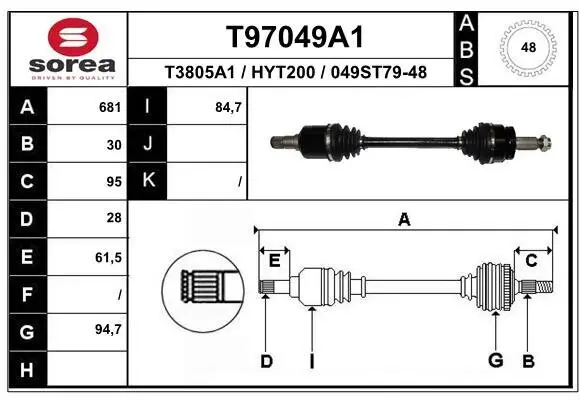 Antriebswelle Vorderachse links EAI T97049A1