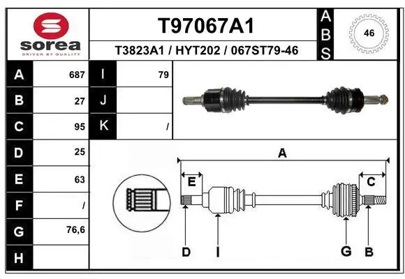 Antriebswelle Vorderachse links EAI T97067A1