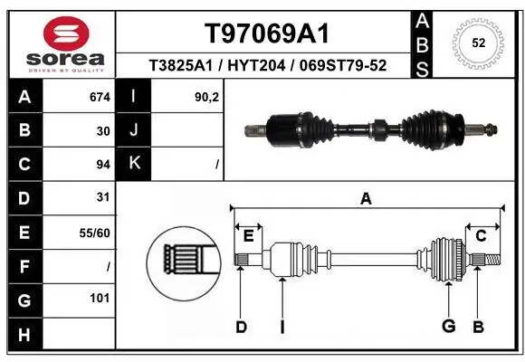 Antriebswelle Vorderachse links EAI T97069A1