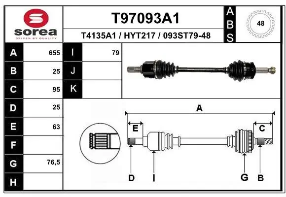 Antriebswelle Vorderachse links EAI T97093A1