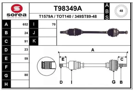 Antriebswelle EAI T98349A Bild Antriebswelle EAI T98349A