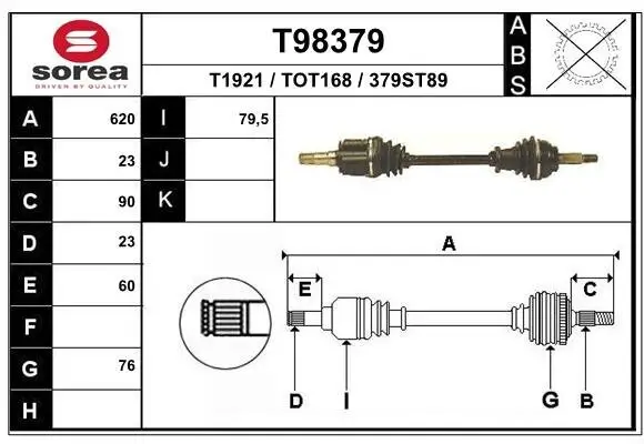Antriebswelle Vorderachse links EAI T98379