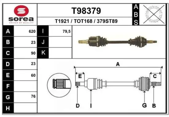Antriebswelle Vorderachse links EAI T98379 Bild Antriebswelle Vorderachse links EAI T98379