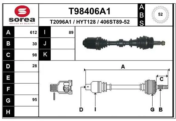 Antriebswelle Vorderachse rechts EAI T98406A1