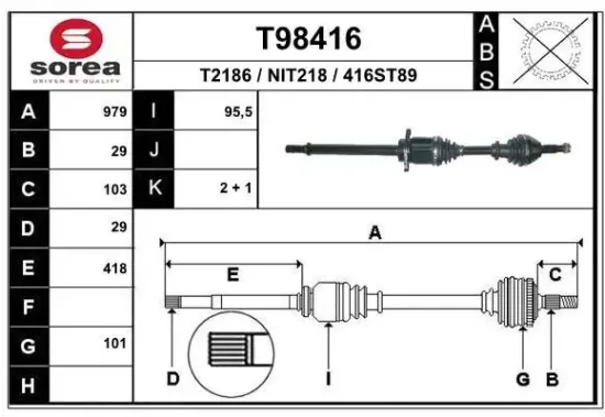 Antriebswelle EAI T98416 Bild Antriebswelle EAI T98416