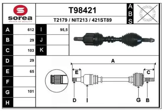 Antriebswelle EAI T98421 Bild Antriebswelle EAI T98421