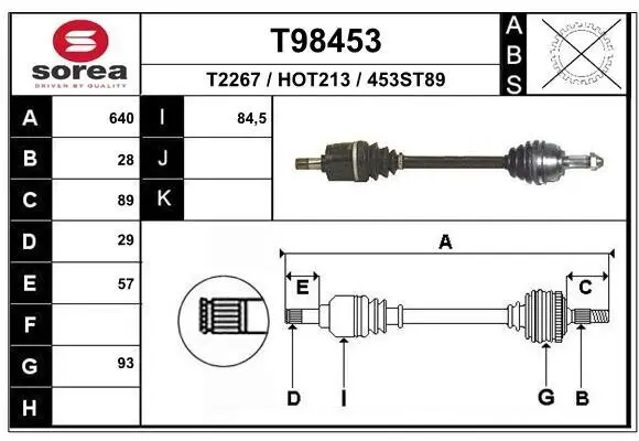Antriebswelle Vorderachse links EAI T98453