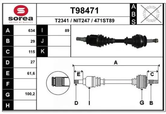 Antriebswelle EAI T98471 Bild Antriebswelle EAI T98471