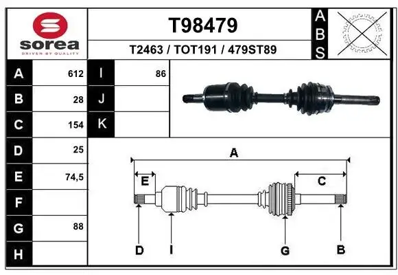 Antriebswelle Vorderachse links EAI T98479